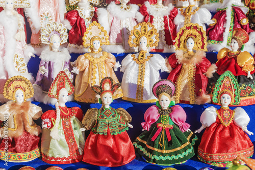 Russian souvenir dolls in national costumes © dimbar76