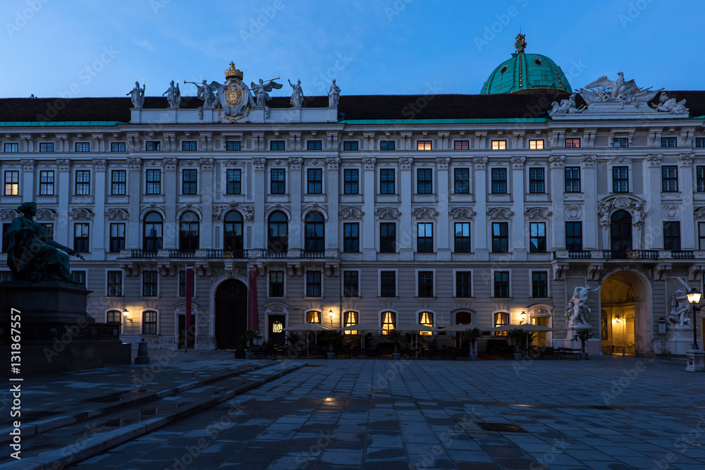 Famous hofburg palace in vienna in the evening, spanish riding school, austria