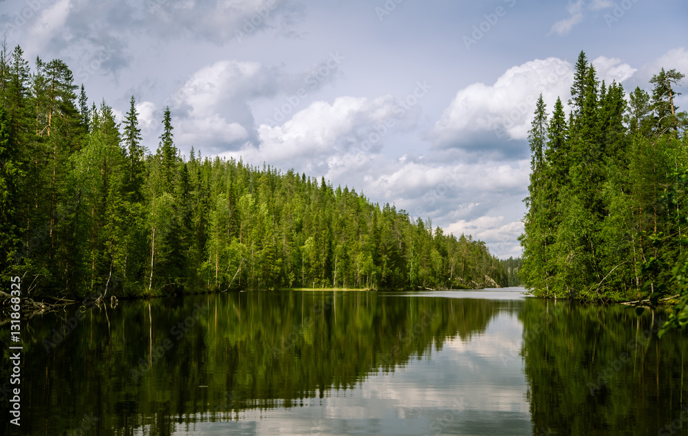 A beautiful lake landscape in Finland