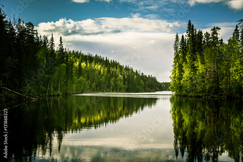 Fototapeta Naklejka Na Ścianę i Meble -  A beautiful lake landscape in Finland