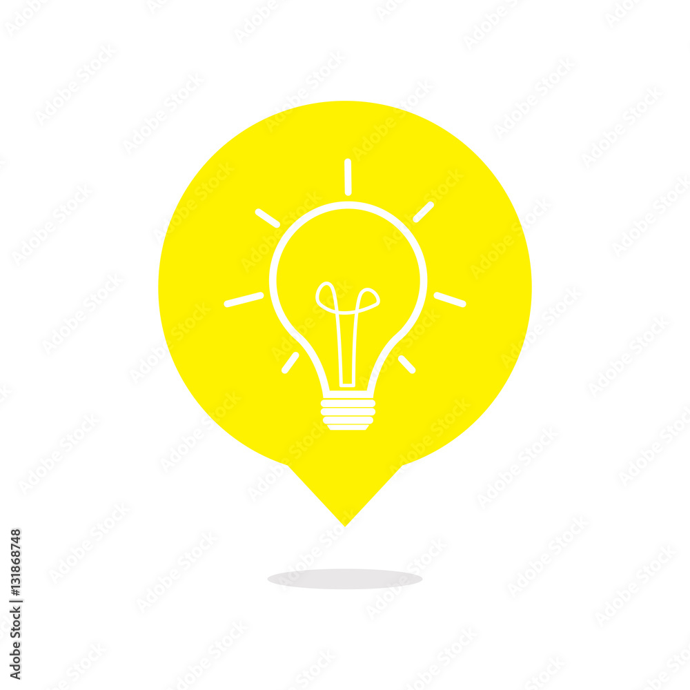 Light bulb on comic balloon icon Light bulb on comic balloon icon