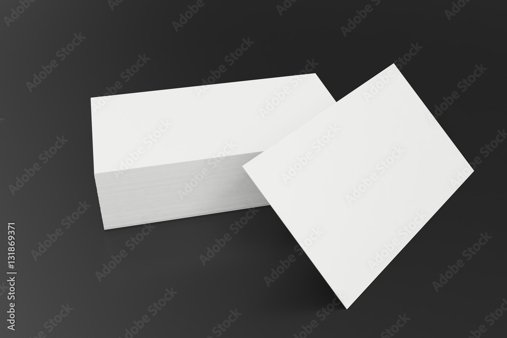 Stack of blank business card on black background. 3d rendering Stack of blank business card on black background. 3d rendering