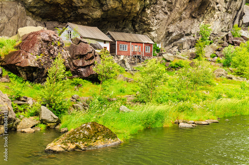 The Helleren houses in Jossingfjord, Norway photo