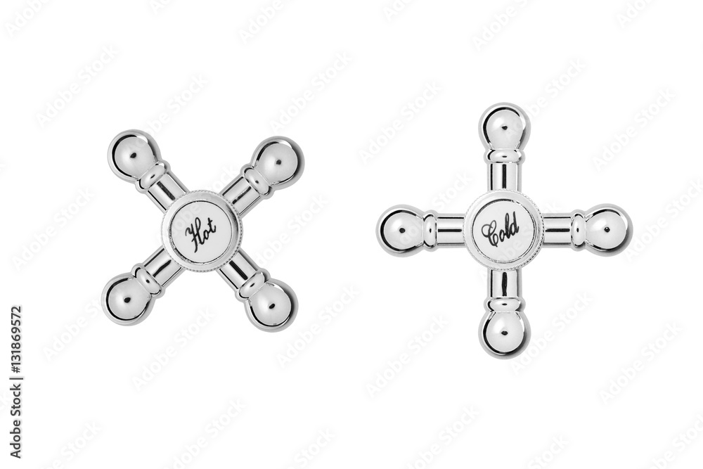 Hot and cold taps isolated on white background Hot and cold taps isolated on white background