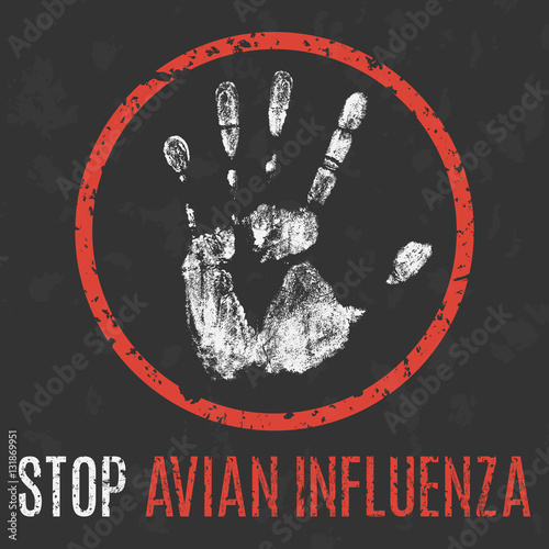 Vector illustration. Human sickness. Stop avian influenza.