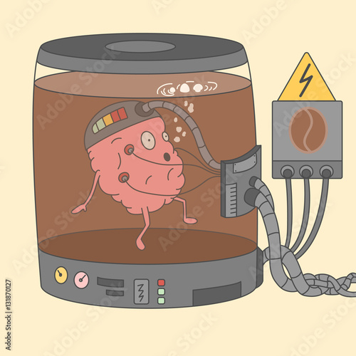 Charging brain caffeine illustration