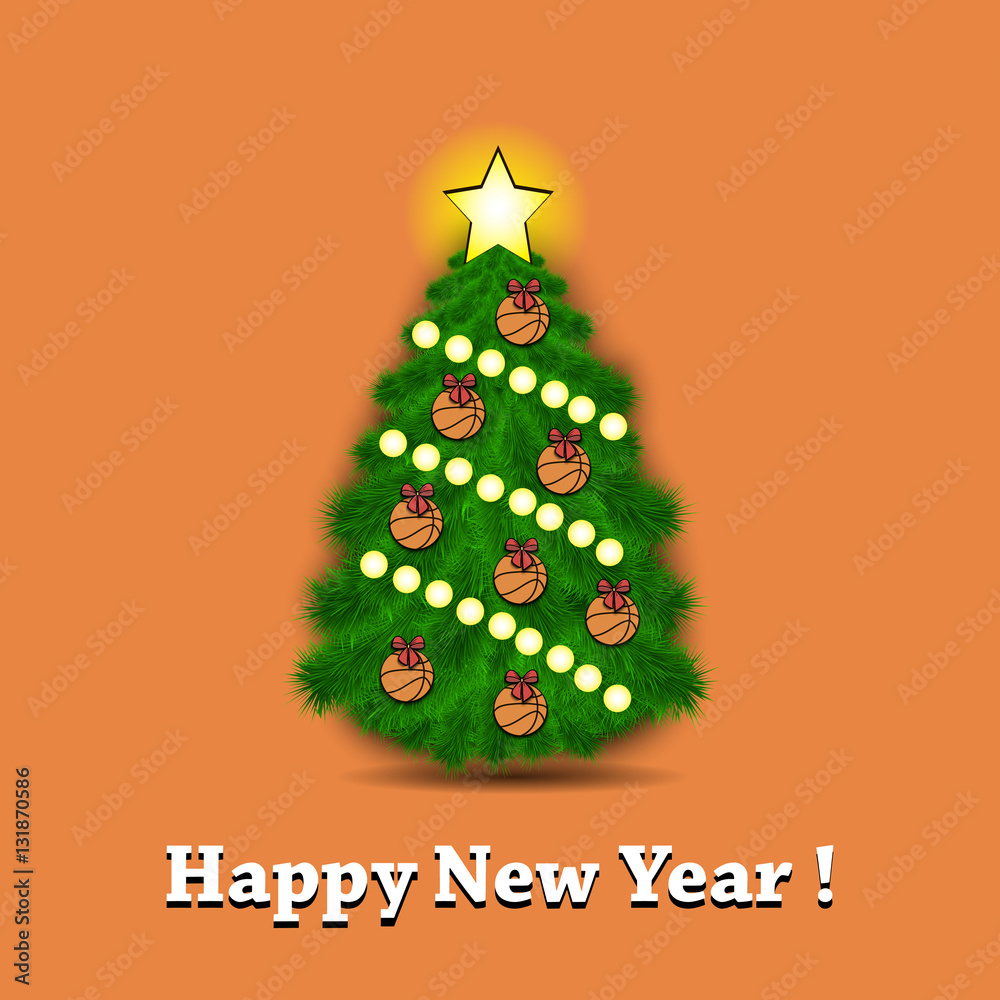 Christmas tree and basketball balls Christmas tree and basketball balls