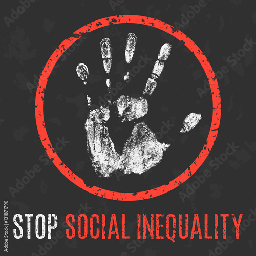 Vector illustration. Social problems. Stop social inequality.