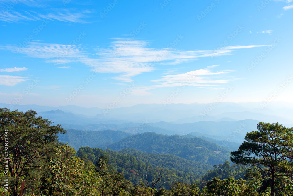 Fototapeta premium Beautiful mountains landscape and blue sky