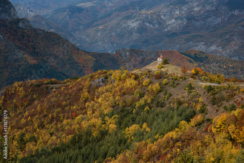 Chapel Vaznesenie Gospodne in the autumn, the village of Borovo, Bulgaria