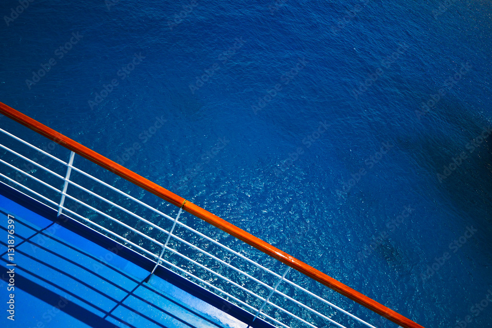 Ship railing in the natural light of day