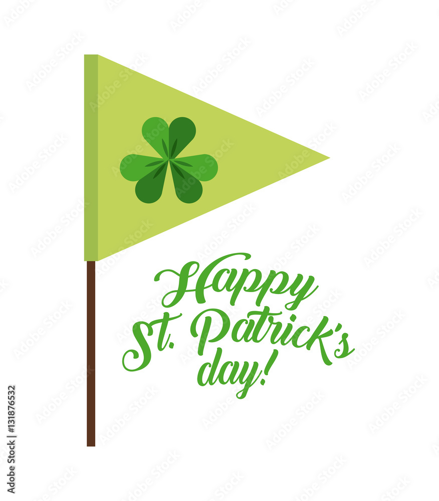 Saint Patricks Day card with flag with clover icon. colorful design. vector illustration