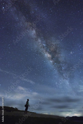 A beautiful view of the Milky Way in Kudat, Sabah Borneo. Long exposure photograph with grain. Image contain certain grain or noise and soft focus.