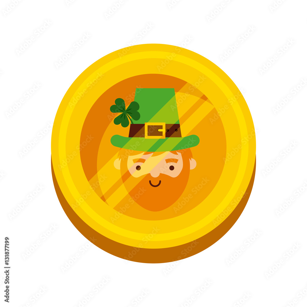 gold coin with irish leprechaun face icon. Saint Patricks Day concept. colorful design. vector illustration gold coin with irish leprechaun face icon. Saint Patricks Day concept. colorful design. vector illustration