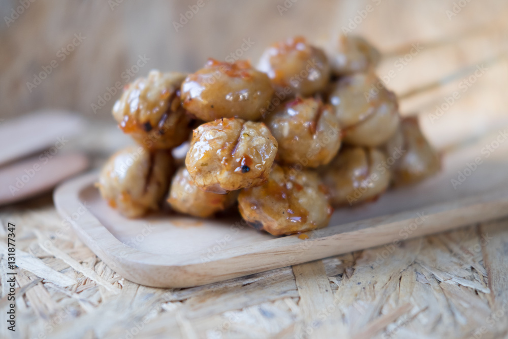 Pork ball with sweet spicy sauce Pork ball with sweet spicy sauce