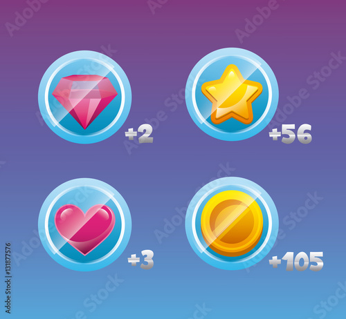 videogame interface with buttons. colorful design. vector illustration