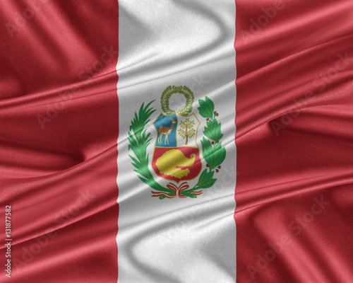 Peru flag with a glossy silk texture.