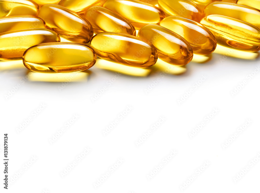 Close up heap of capsules Omega 3 on white background. Copy space for your text, high resolution product. Health care concept Close up heap of capsules Omega 3 on white background. Copy space for your text, high resolution product. Health care concept