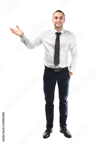 Young business coach explai...