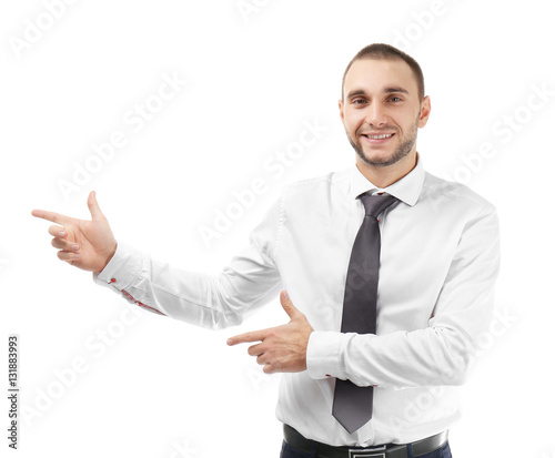 Young business coach explai...