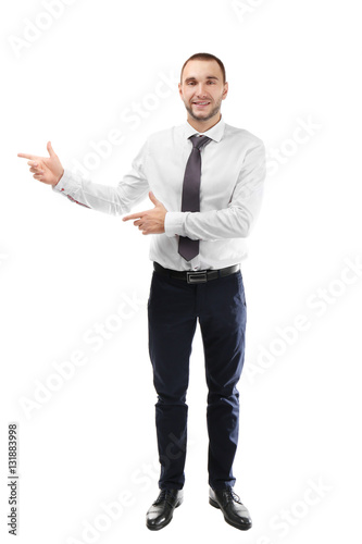 Young business coach explai...