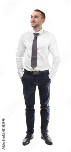 Young business coach standi...