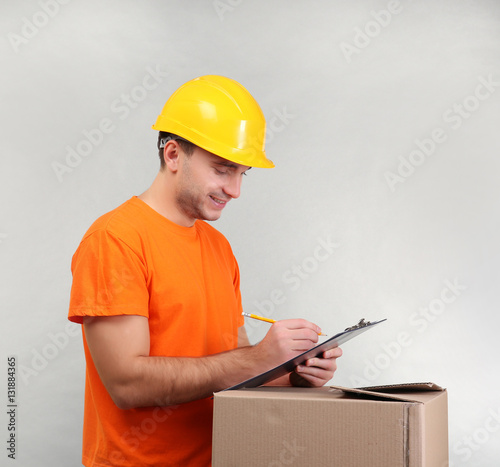 Handsome warehouse worker w...
