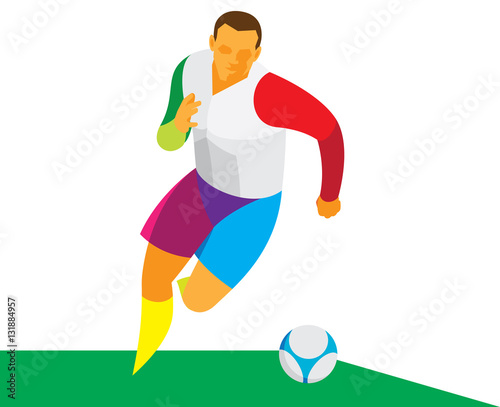 Young Soccer player starts fast attack