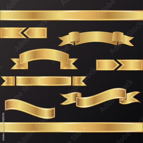 Set of golden vector ribbons or banners for your text
