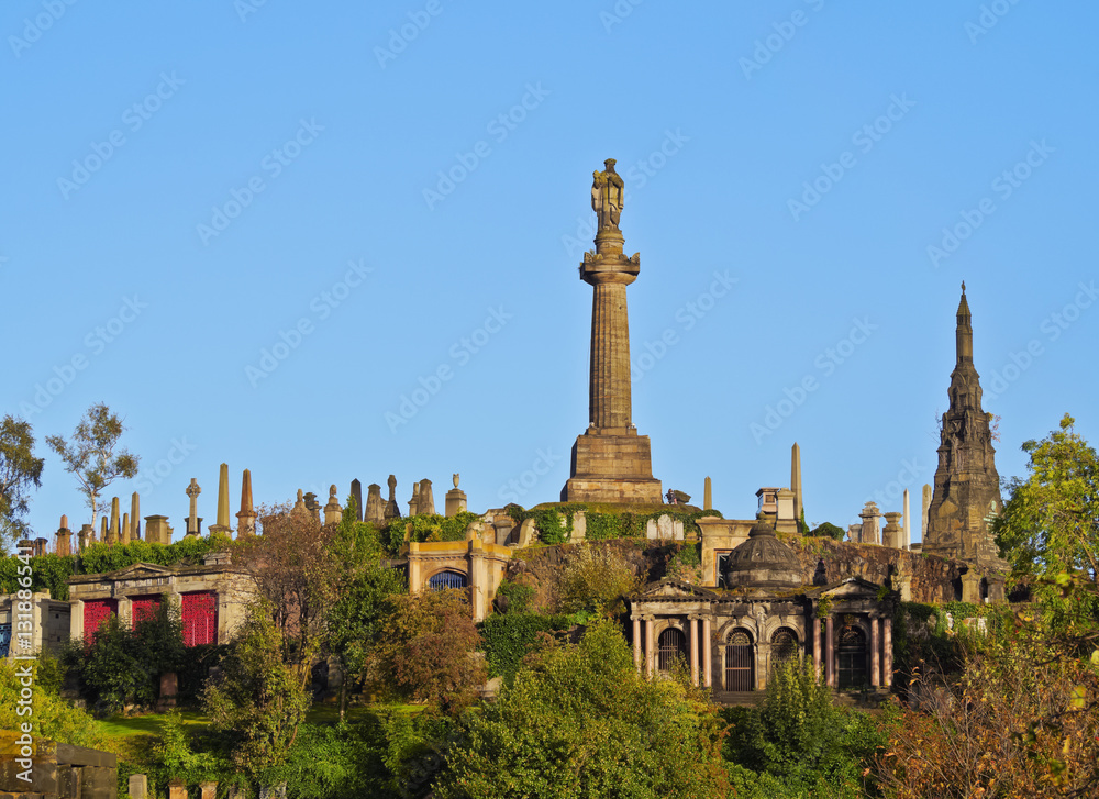 UK, Scotland, Lowlands, Glasgow, View of The Necropolis, Victorian Cemetery.