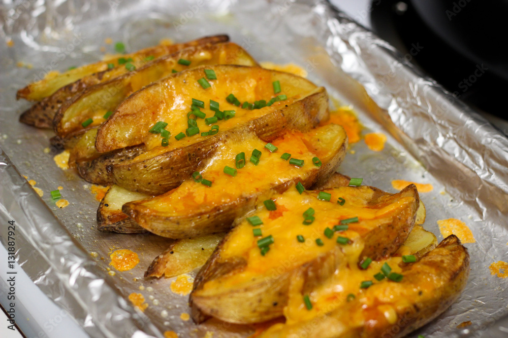 Potato Wedges with Cheese and Chives Potato Wedges with Cheese and Chives