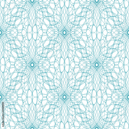Seamless abstract guilloche ornament on white background. Elegant vector pattern illustration for invitations, banknotes, diplomas, certificates, tickets and other papers security or wrapping design 