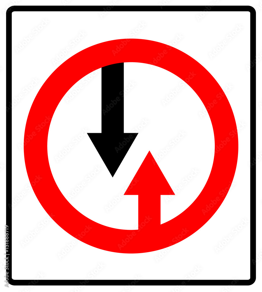 Give way to oncoming traffic sign. Vector road symbol Give way to oncoming traffic sign. Vector road symbol