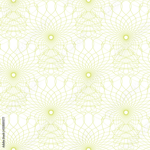 Seamless abstract guilloche ornament on white background. Elegant vector pattern illustration for invitations, banknotes, diplomas, certificates, tickets and other papers security or wrapping design 