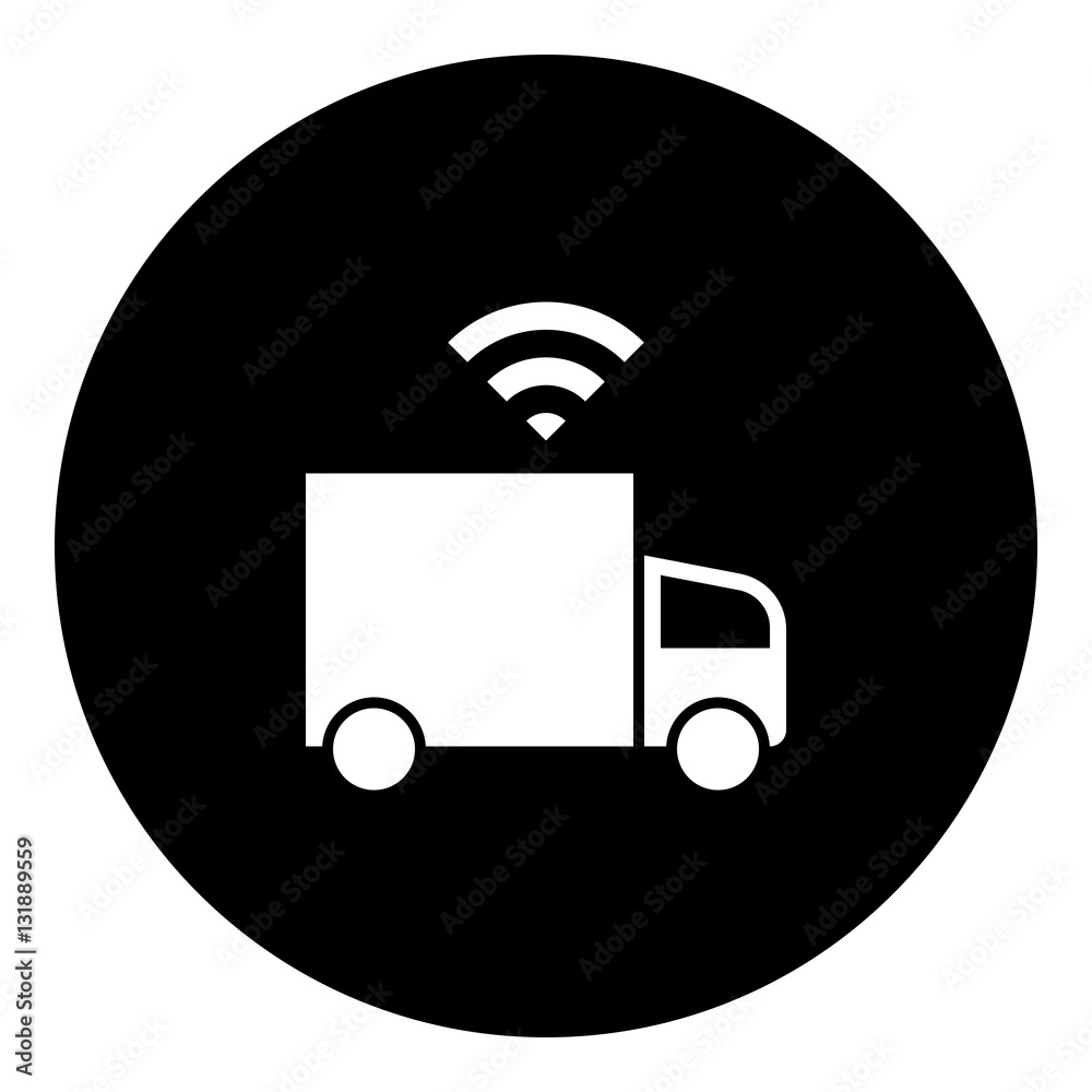 Driverless truck icon - Black glyph - Black filled style Driverless truck icon - Black glyph - Black filled style