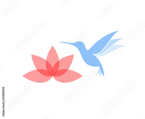 Abstract hummingbird with flower