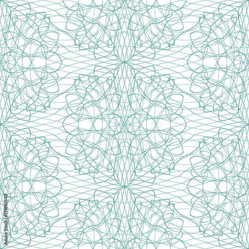 Seamless abstract guilloche ornament on white background. Elegant vector pattern illustration for invitations, banknotes, diplomas, certificates, tickets and other papers security or wrapping design 