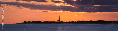 Ultra wide panorama of Cape May Lighthouse at Sunset 