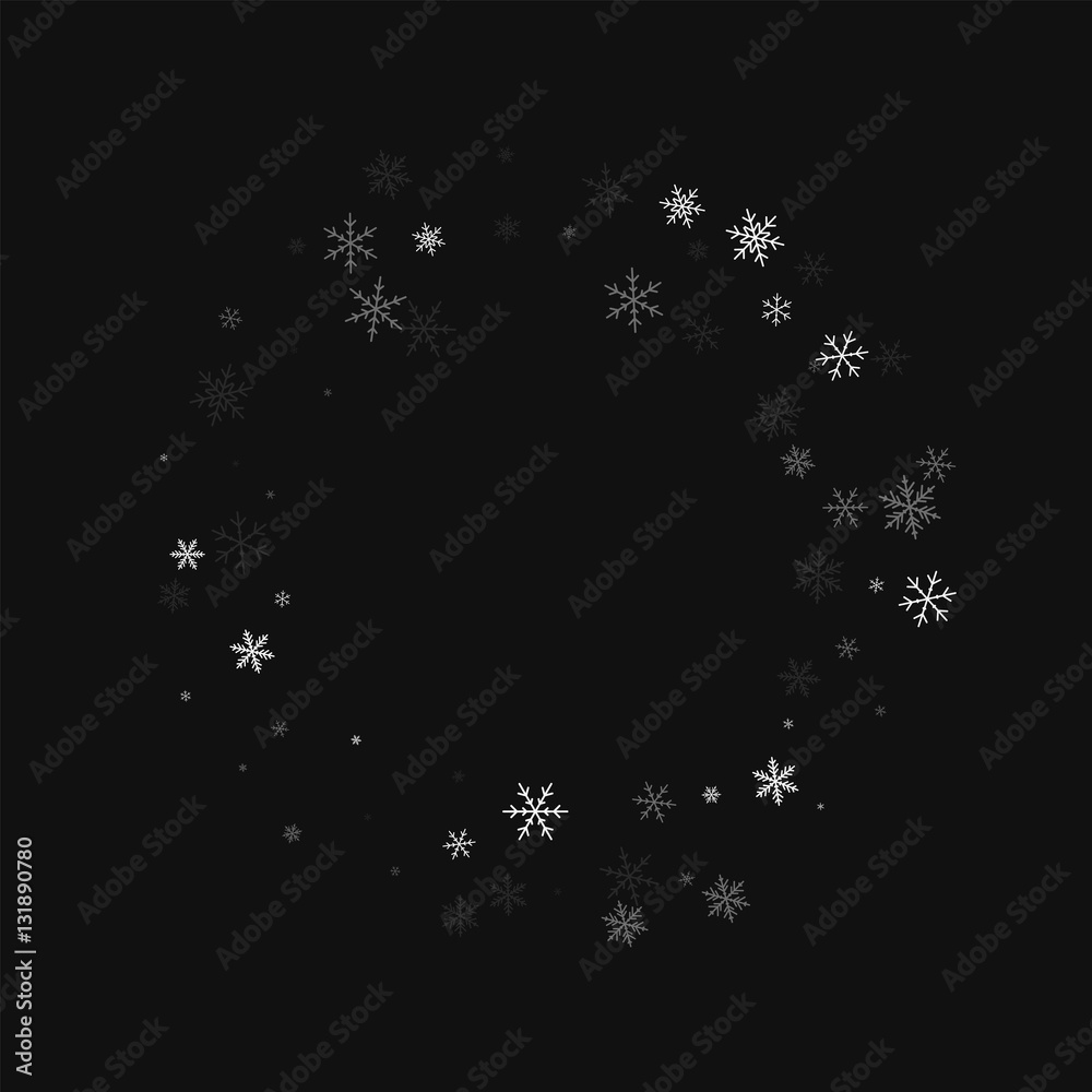 Sparse snowfall. Bagel shape on black background. Vector illustration. Sparse snowfall. Bagel shape on black background. Vector illustration.