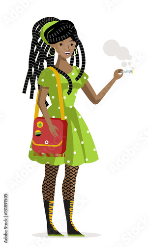 dreadlocks cute african girl smoking marijuana
