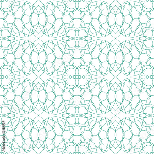 Seamless abstract guilloche ornament on white background. Elegant vector pattern illustration for invitations, banknotes, diplomas, certificates, tickets and other papers security or wrapping design 