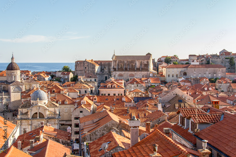 The old city of Dubrovnik in Croatia surrounded by the medieval wall