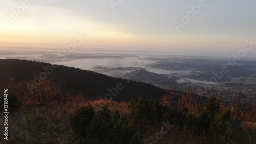 Winter view from Jested hill, altitude 1012 m, Liberec District, Czech Republic, 