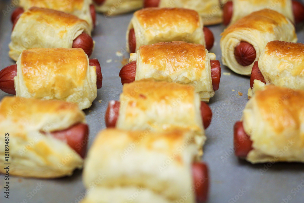Pigs in a Blanket - Chicken Sausage wrapped in puff pastry Pigs in a Blanket - Chicken Sausage wrapped in puff pastry
