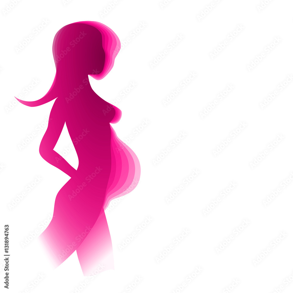 Silhouette einer schwangeren Frau in violett