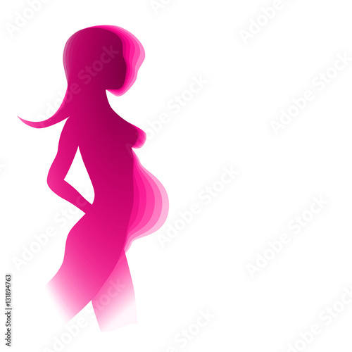 Silhouette einer schwangeren Frau in violett