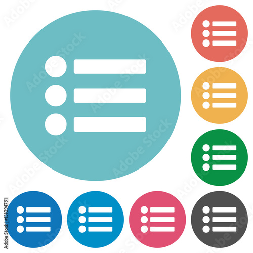 Bullet list flat round icons