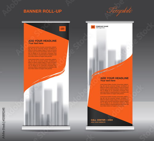 Orange Roll up banner template vector, flyer, advertisement, poster, Display, pull up design