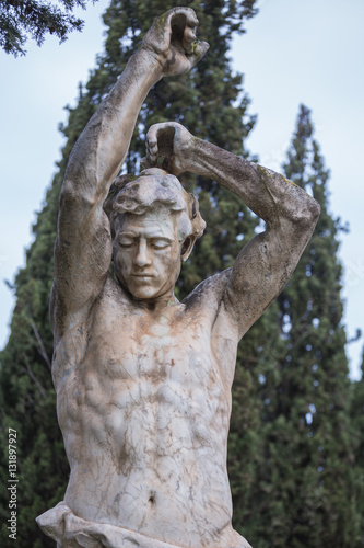 Statue in cemetery of zaragoza in spain