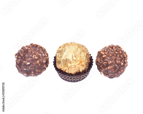 Italian chocolate balls isolated on white background